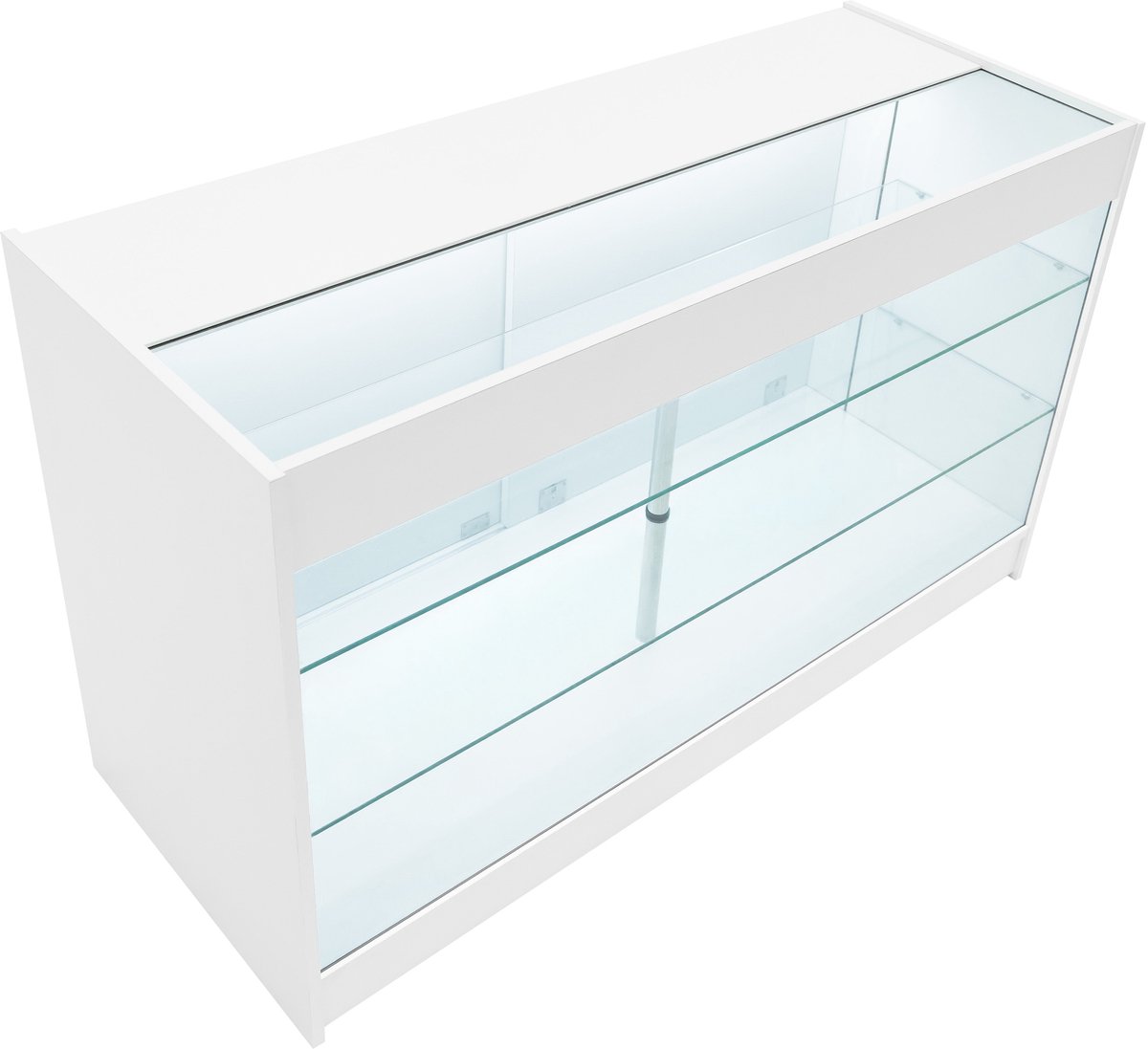 Led winkelbalie k1500 - wit - 150x60x90cm - gehard glas & 2 sleutels