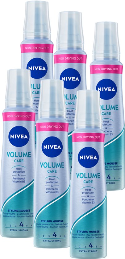 NIVEA Volume Care Styling Mousse - Haarmousse - Bevat Hydraterende Vitamine B3 - Haarverzorging - Voordeelverpakking -6 x 150 ml