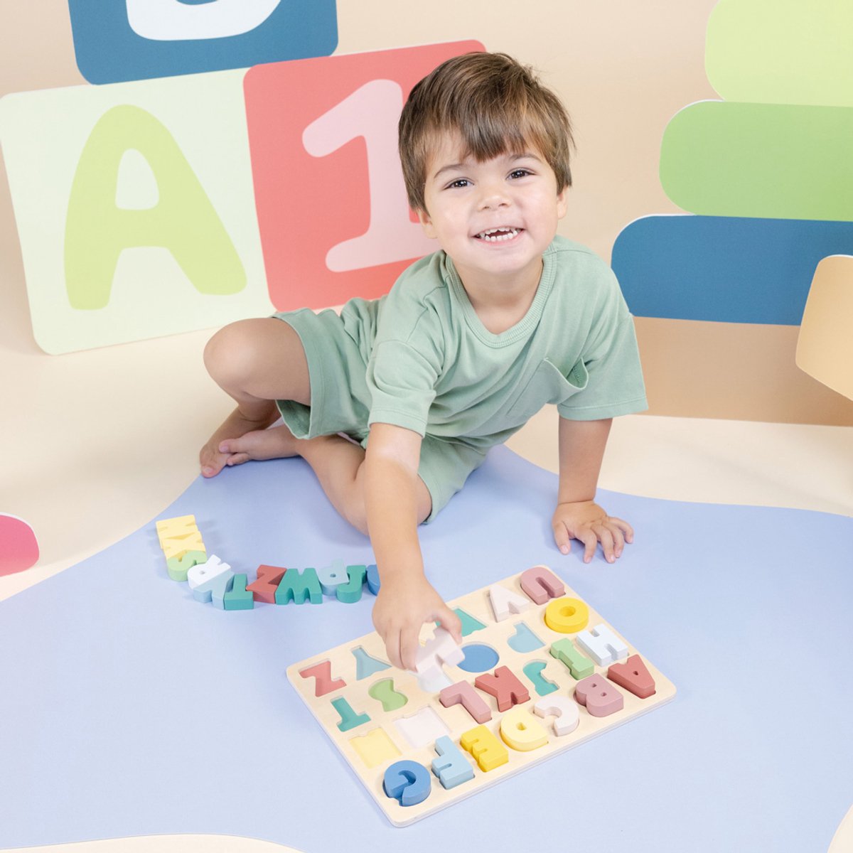 Woet® Houten Alfabet Puzzel - ABC Hoofdletters A t/m Z - Kleurrijke Educatieve Legpuzzel - Alfabet Leren - FSC - Peuterspeelgoed - Vanaf 2 Jaar — afbeelding 6