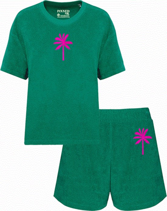 Badstof Set Groen Neon Pink