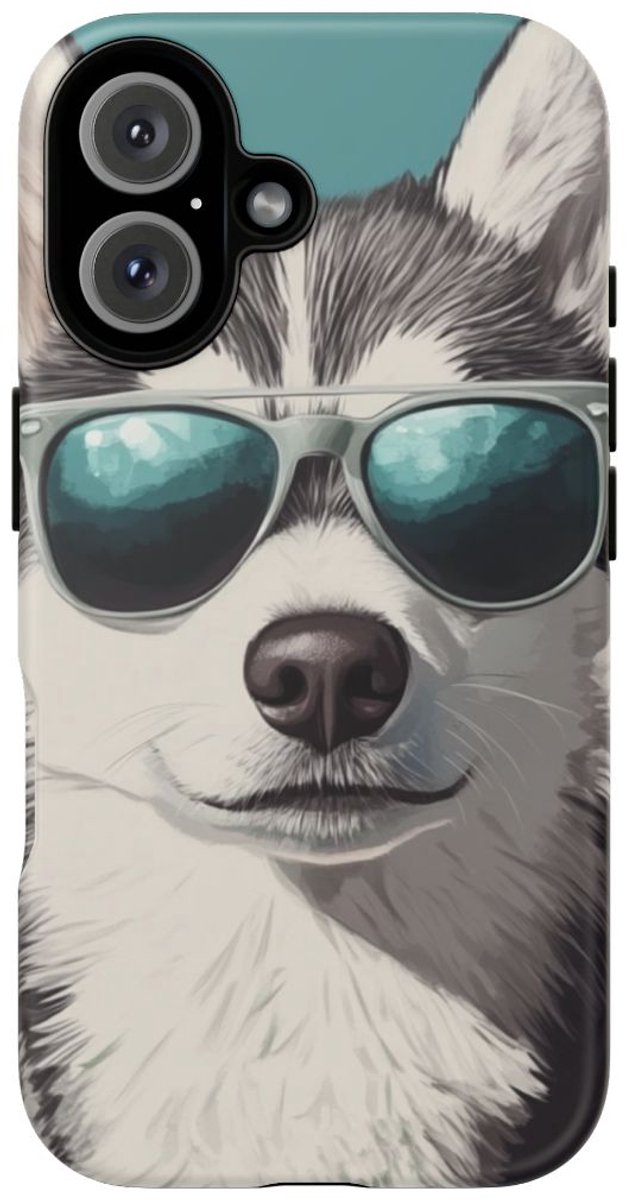 Stoere Husky met Zonnebril – Telefoonhoesje Geschikt voor iPhone 16