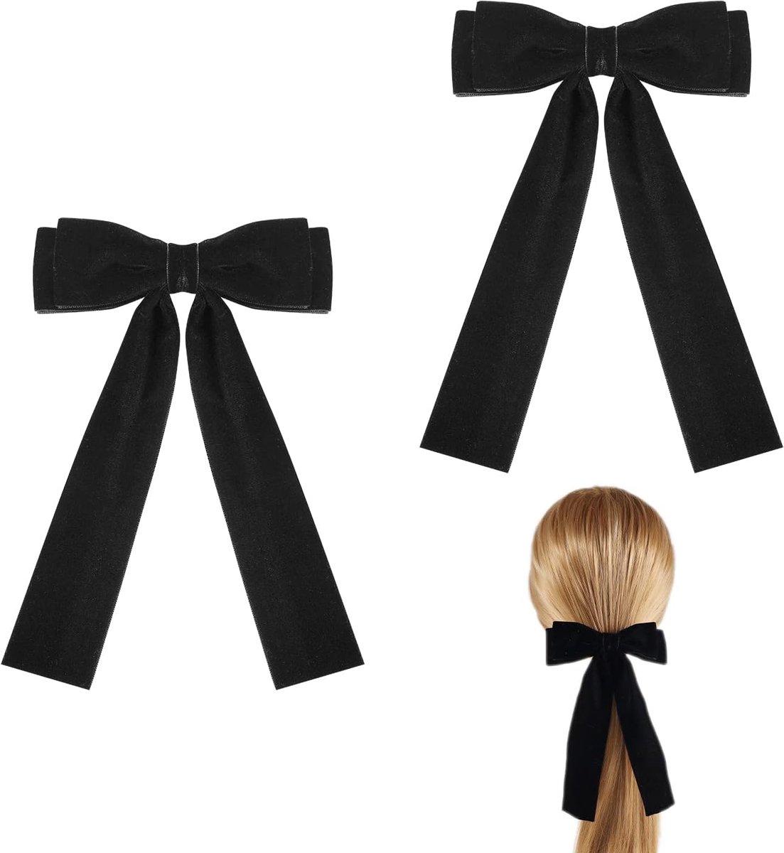 2pcs Zwarte Velvet Strikken - Haaraccessoires - Cadeau voor Vrouwen Meisjes Kinderen