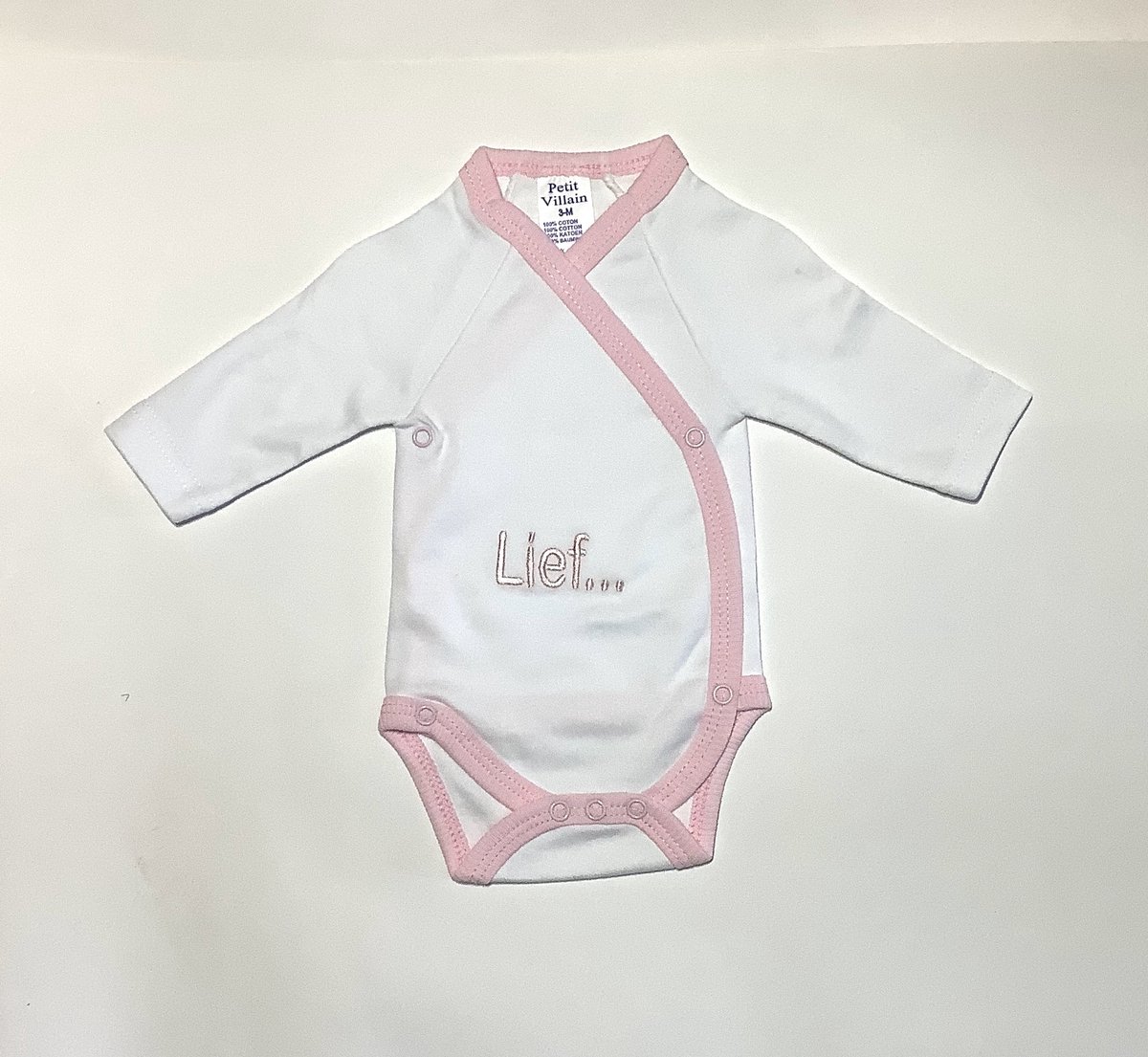 Baby Romper - Lief - Wit/Roze - Maat 56/62