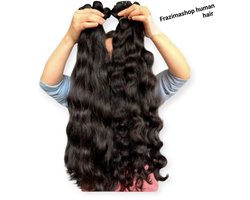 Frazimashop - Hairextention- Braziliaans Remy weave-human Hair-30 inches- Haarstuks- Haarverlenging Golf - 1Stuks Bundel- 1B- Haarextenties- 100% Human Hair Haarverlengingair