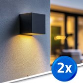 Bol.com Solar wandlamp buiten 'Sven' recht - Voordeelset van 2 stuks - Down light - Warm wit licht - Tuinverlichting op zonne-en... aanbieding