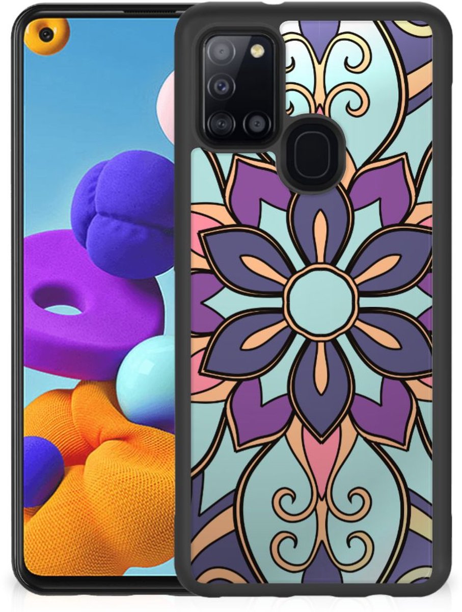 Samsung Galaxy A21s Skin Case Purple Flower