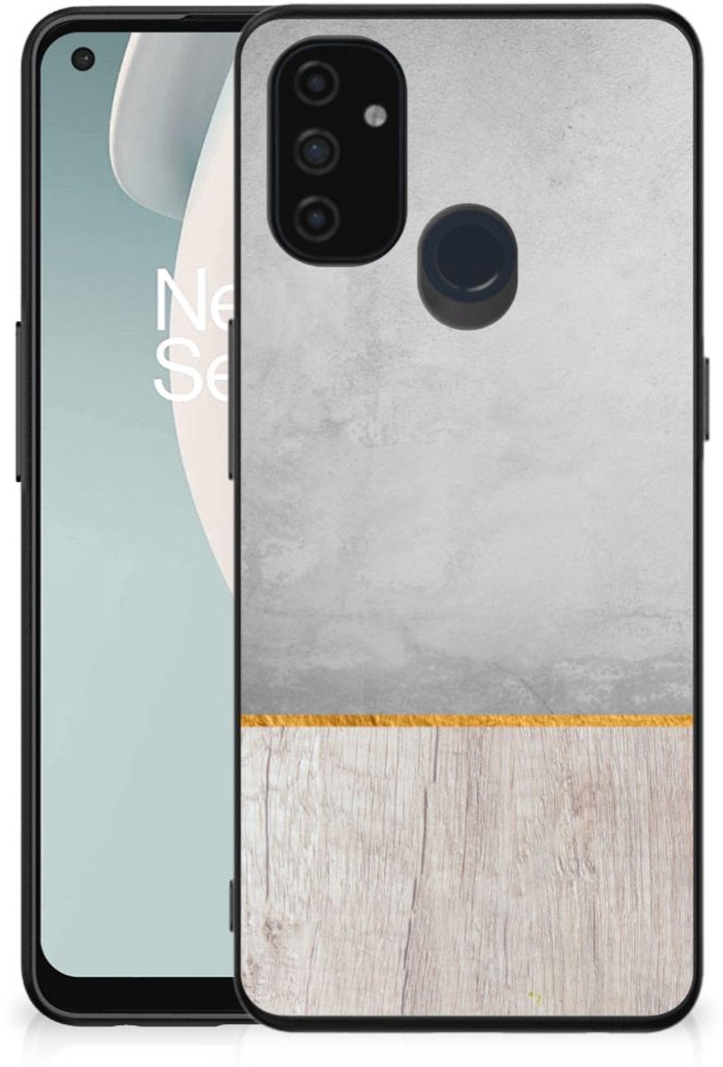 OnePlus Nord N100 Houten Print Telefoonhoesje Wood Concrete
