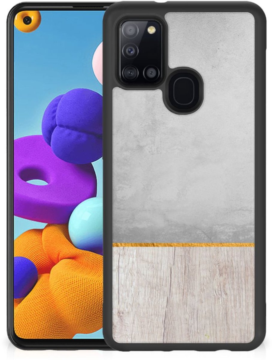 Samsung Galaxy A21s Grip Case Wood Concrete