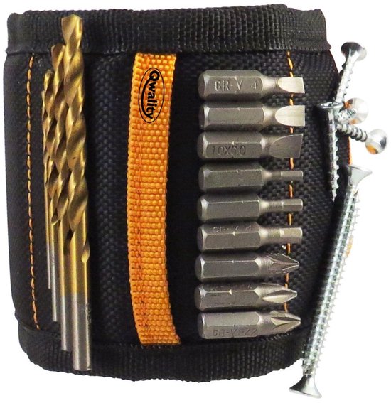 Bracelet magnétique - Poignet ceinture d'outils - Support perce vis clous etc - Cadeau pour lui son père sa mère homme femme - Qwality