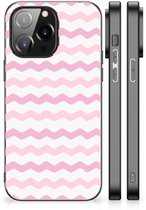 Bumper Case iPhone 14 Pro Max Coque de téléphone portable avec bordure noire Vagues Rose
