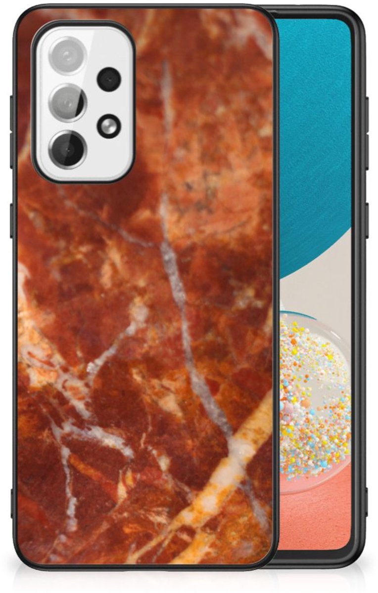 Samsung Galaxy A73 Marmeren Print Telefoonhoesje Marmer Bruin