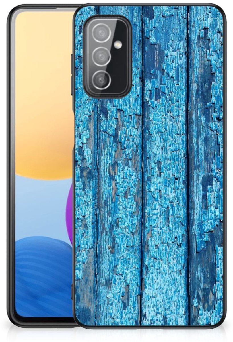 Samsung Galaxy M52 Houten Print Telefoonhoesje Wood Blue