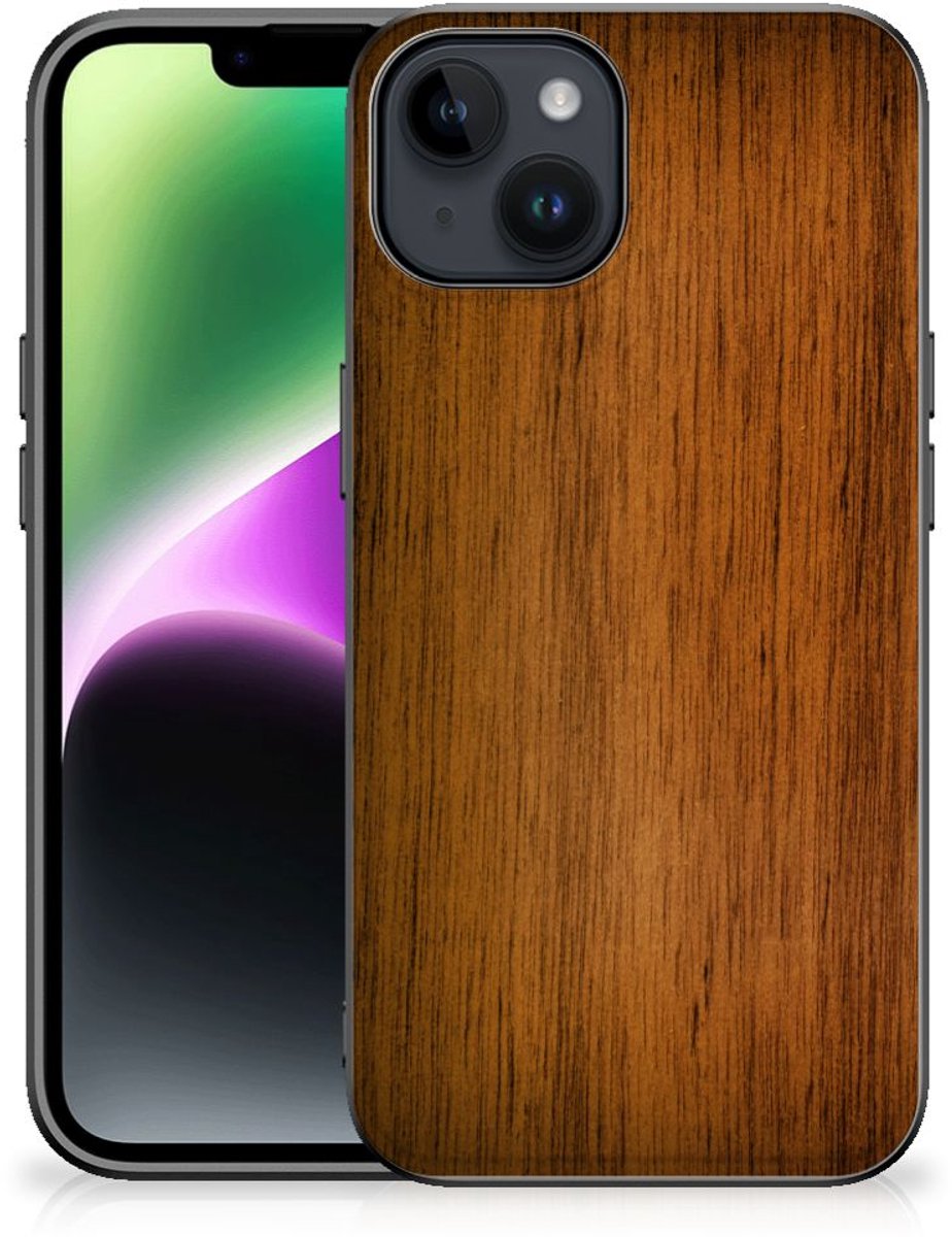 iPhone 15 Houten Print Telefoonhoesje Donker Hout