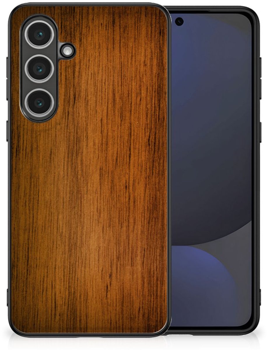 Samsung Galaxy S24 FE Houten Print Telefoonhoesje Donker Hout