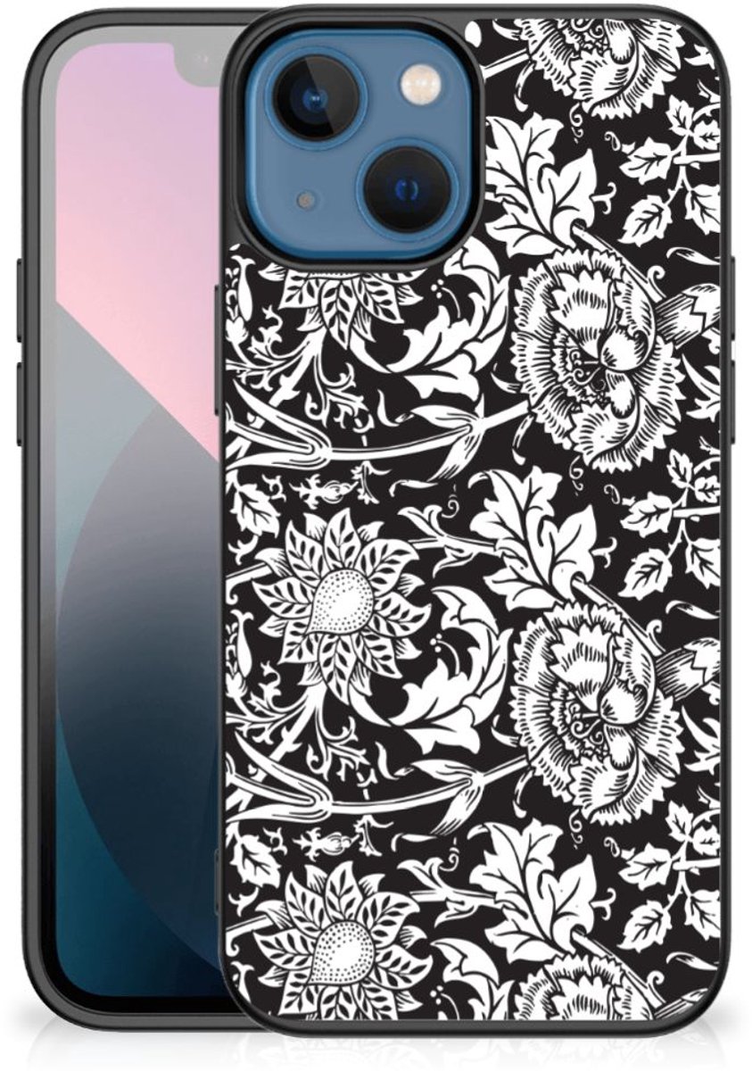 Apple iPhone 13 mini Bloemen Hoesje Black Flowers
