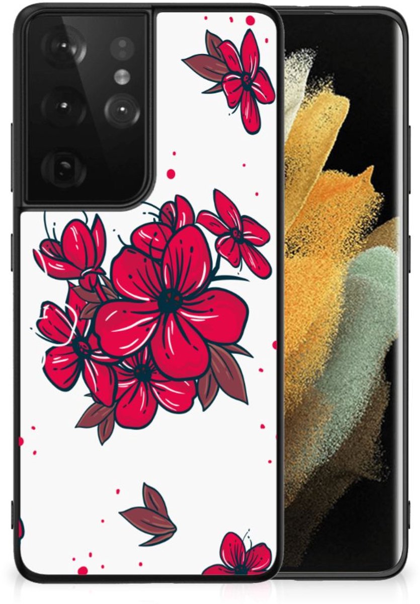 Back Cover voor Samsung Galaxy S21 Ultra Bloemen Hoesje Blossom Red