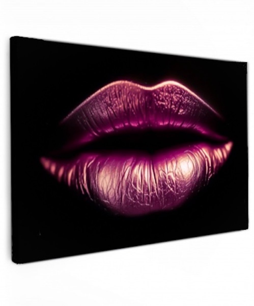 Canvas schilderij - Lipstick - 90x60 cm - Abstracte kunst - Huis decoratie woonkamer - Keuken muur schilderijen - Wanddecoratie accessoires - Kamer interieur natuur