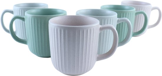 OTIX Koffiekopjes - met Oor - 6 Stuks - Theemok - Koffietassen - 360ML - Mokken - Aardewerk - AURORA