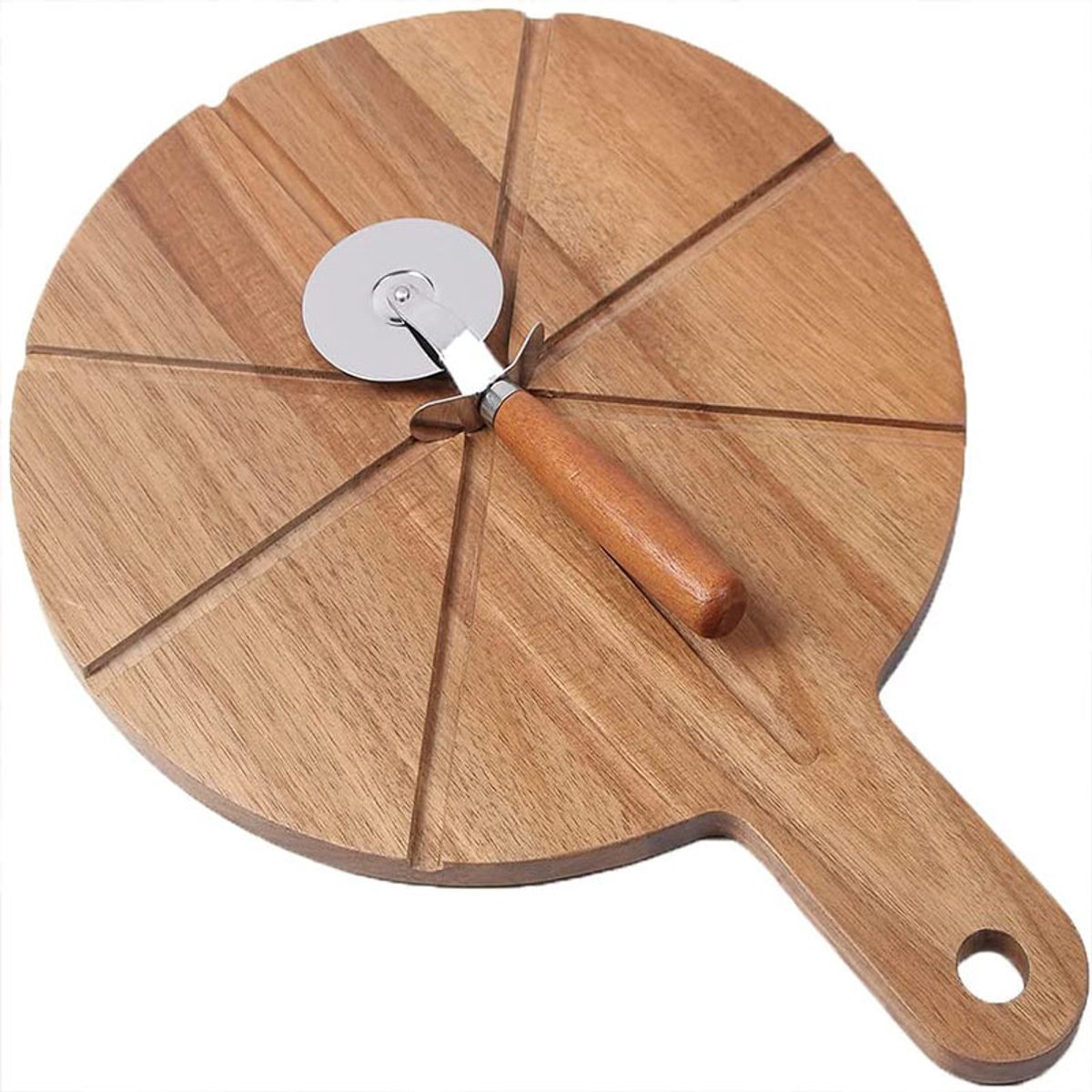 Pizza Snijplank – Acaciahout – Ø30,5 cm – Incl. Pizzasnijder