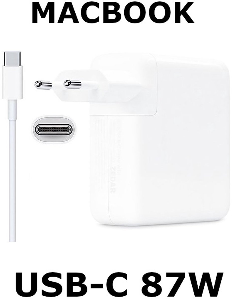 EISENZ - 87W USB-C Adapter - Power Adapter - Geschikt voor MacBook Pro & Air - Snellader - Wit - EZ2418