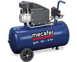 Compressor - MECAFER - 425794 - Blauw - 50 L - 2 PK - 8 Bar