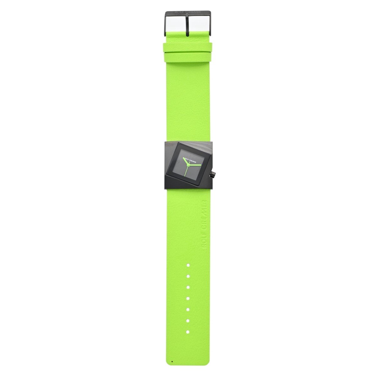 Rolf Cremer Lillit - horloge - dames - vierkant - zwart - groen - kalfsleer - cadeautip