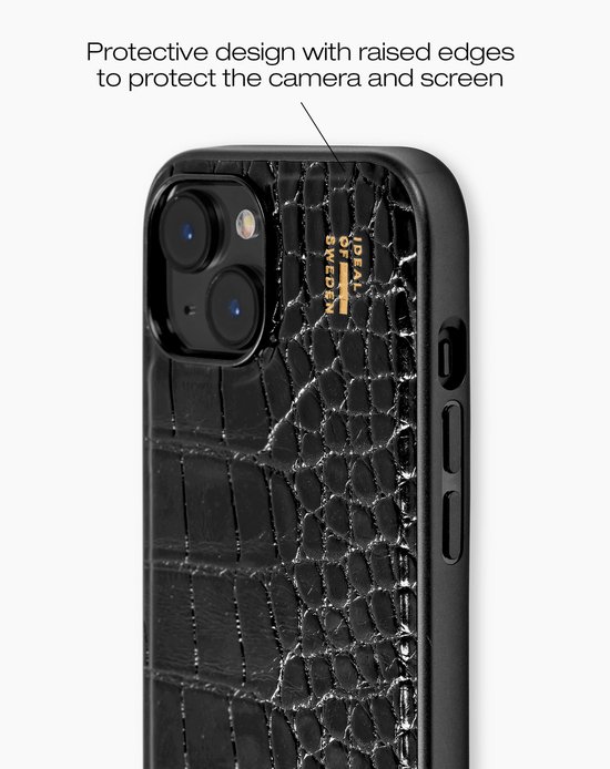 Coque IPhone En Cuir Végétalien Noir - Compatible IPhone 13/14/15/16, Protection Magnétique, Neuf
