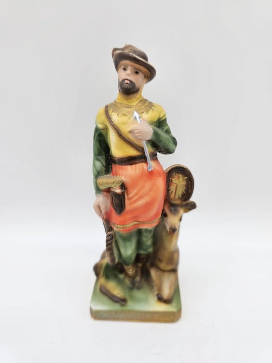 Sint Hubert - Hubertus van Luik - Beschermheilige van de jacht - gips beeld 15,5 cm - heiligenbeeld