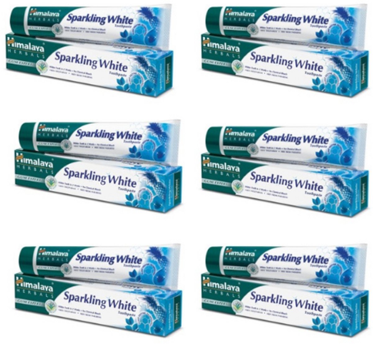 Himalaya Herbals Sparkly White Tandpasta - 6 x 75g - Herbal Toothpaste - Vegan - Tandpasta Voordeelverpakking