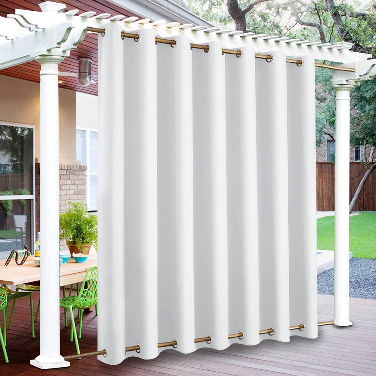 Waterdichte Outdoor Gordijnen - Buiten Gordijnen Overkapping - Buiten UV-Beschermende Gordijnen - Outdoor gordijnen voor patio en pergola - B 254 x H 243 cm - Wit - 1 stuk