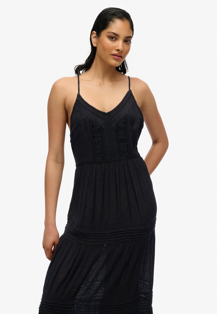 Superdry Ibiza maxi-jurk met spaghettibandjes Dames Jurken Zwart