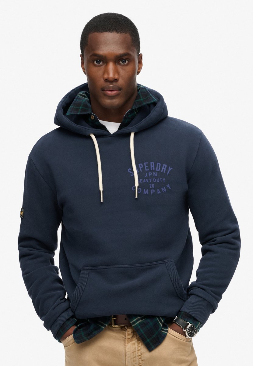 Superdry Machined Goods Workwear hoodie Heren Hoodies Marineblauw