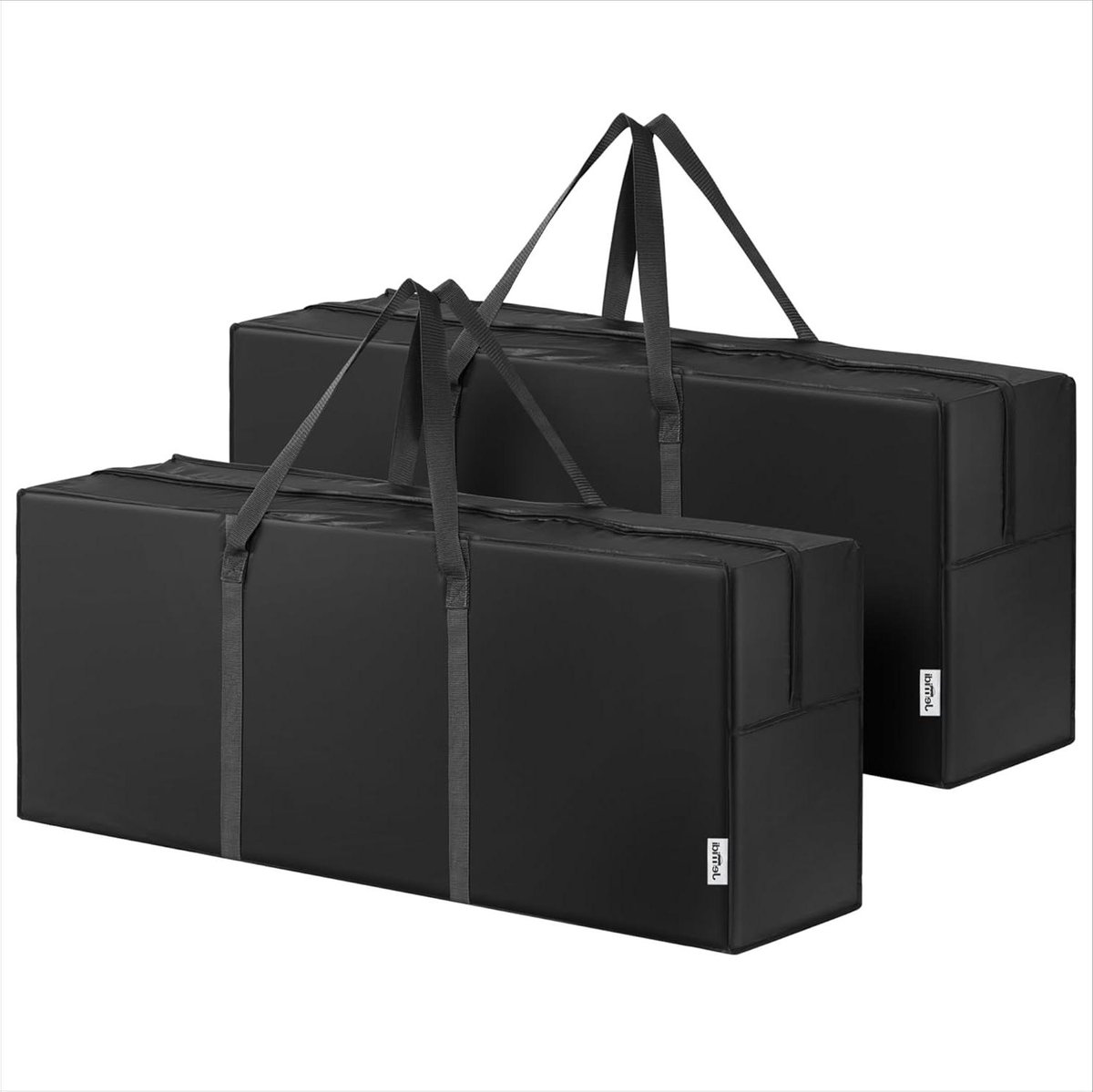 2x Opbergtas voor Tuinkussens - 125 x 30 x 50 cm - Met Handvat en Rits - Opbergzak voor Kussens - Zwart