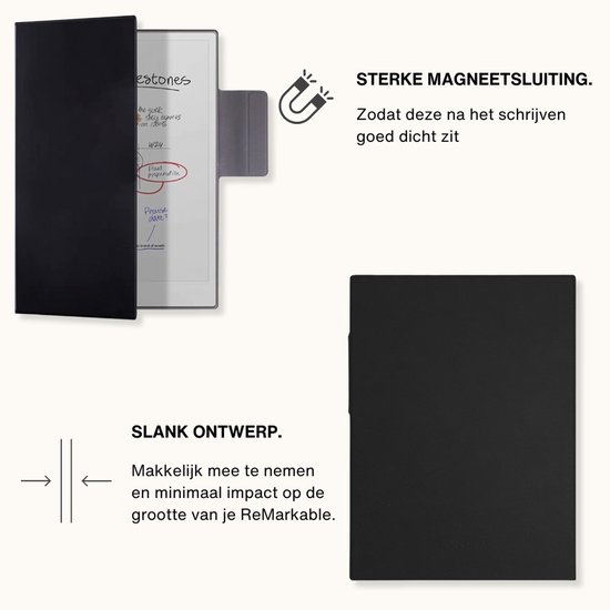 Lunso ReMarkable Paper Pro Slim magnetisch sleepcover PU leer hoes - Zwart van Lunso — afbeelding 2