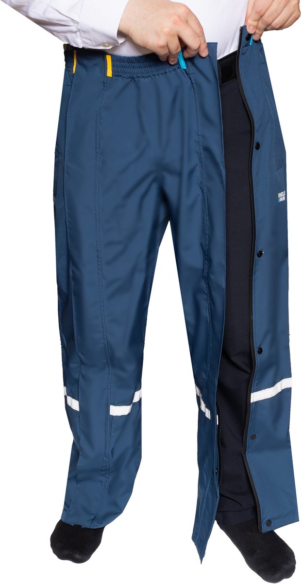 Hello Rain ZipDry Pro – Regenbroek 3-Lagen met Zijrits Donkerblauw L