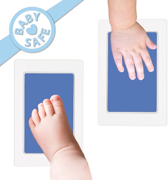 2 stuks - Baby Hand- en Voetafdruk Inktpad - Blauw - 10,8 x 15,4 cm - Veilig Inktkussen voor Newborn Herinnering - Perfect voor Eerste Verjaardag, Geboorteboek, DIY Fotolijst of Cadeau - Voor Handafdruk & Voetafdruk van Pasgeboren Baby's — afbeelding 4