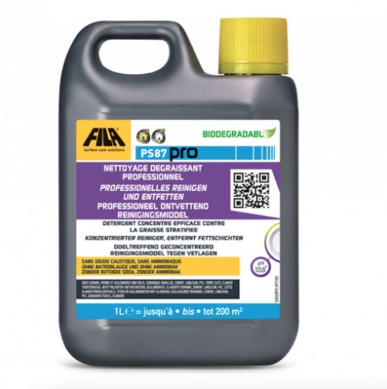 Fila PS87 Pro 1L – Intensieve Vloerreiniger & Ontvetter – Verwijdert Vuil, Vet en Oude Was – Voor Tegels, Steen & Porselein