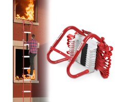 Brandvluchtladder Vluchtladder 4,5 meter - 2 verdiepingen - Brandtrap - Noodladder - Vluchttouw - Brandtrapladder oprolbaar