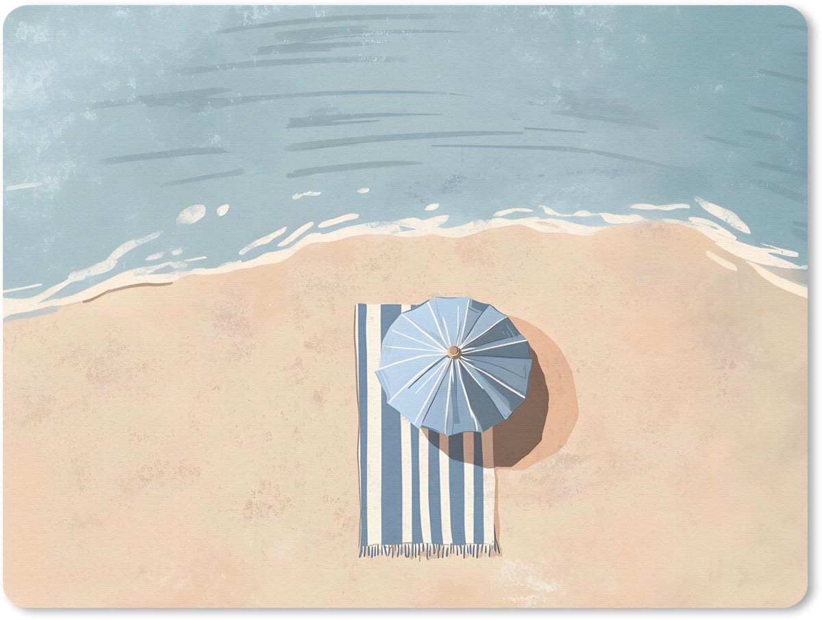 Muismat 23x19 cm - Mousepad Strandlaken - Strepen - Parasol - Strand - Muismatten