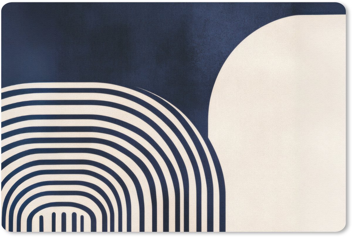 Muismat 27x18 cm - Mousepad Donkerblauw - Abstract - Lijnen - Muismatten