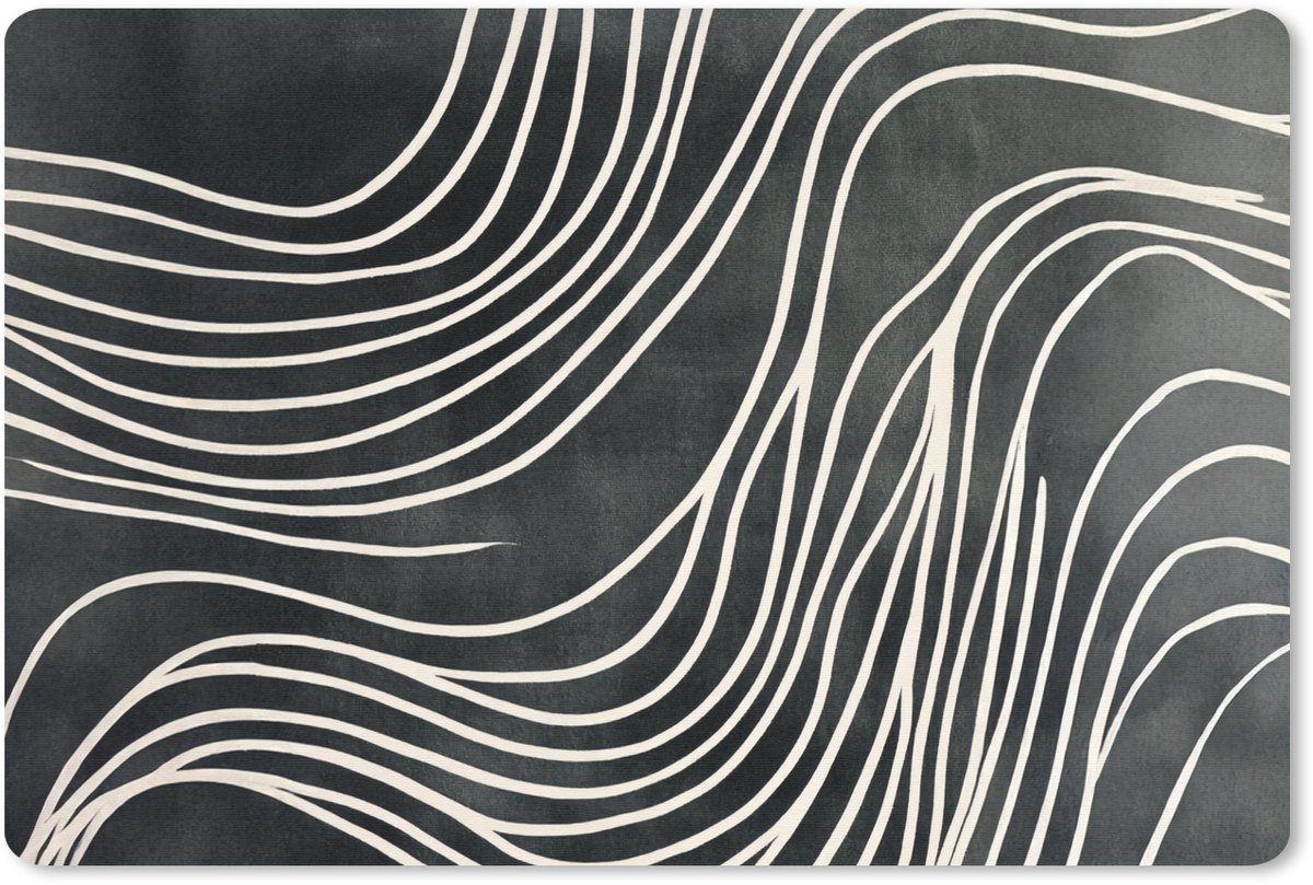 Muismat 27x18 cm - Mousepad Lijnen - Patroon - Abstract - Wit - Muismatten