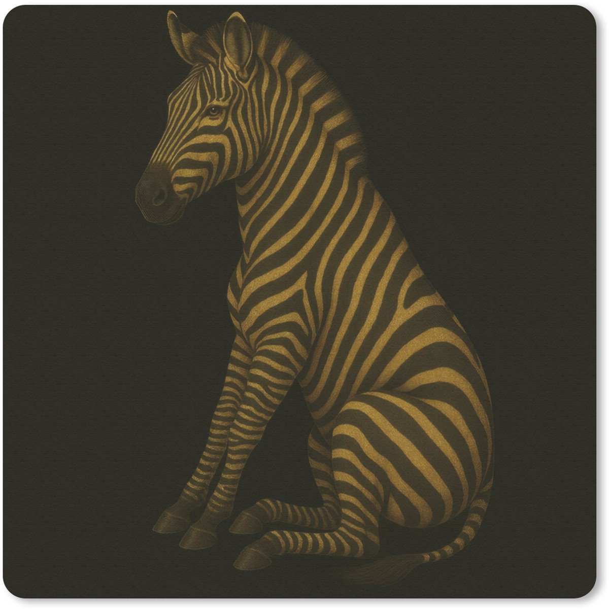 Muismat 20x20 cm - Mousepad Zebra - Strepen - Goud - Muismatten