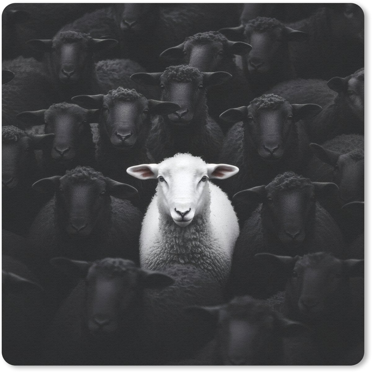Muismat 30x30 cm - Mousepad Schapen - Wit - Duisternis - Muismatten