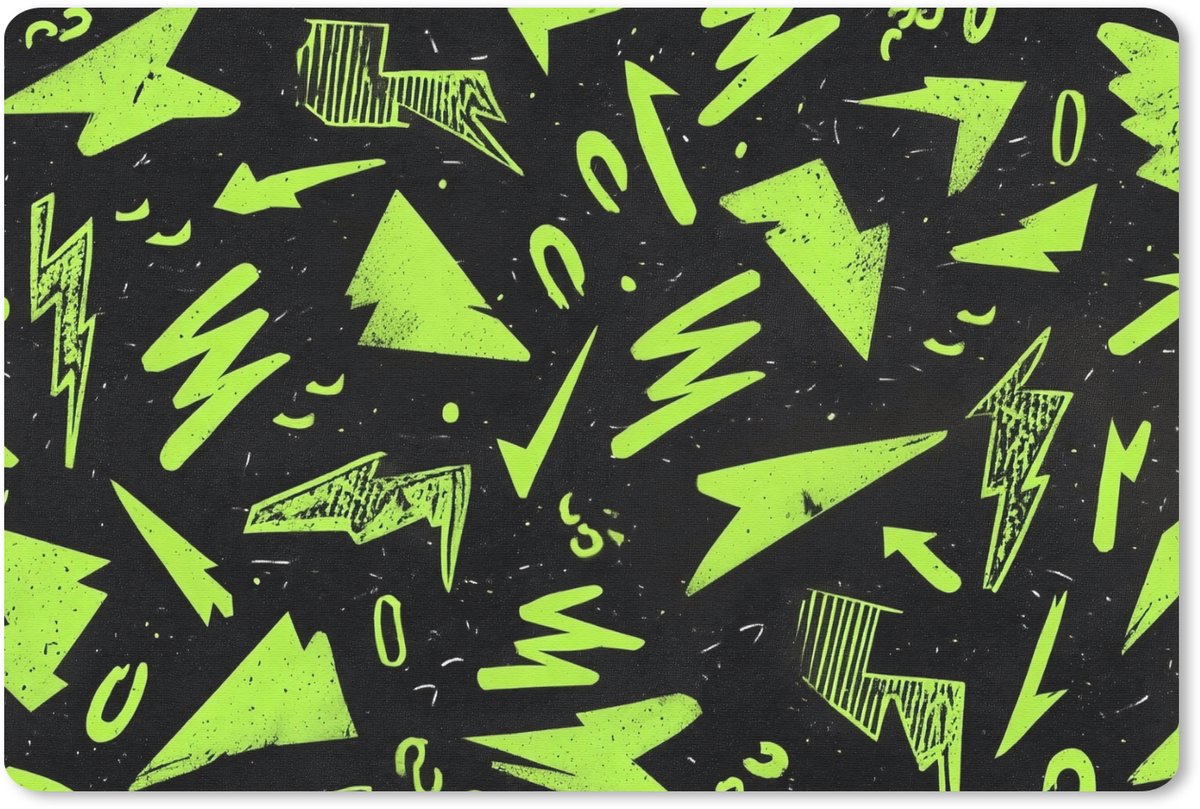 Muismat 27x18 cm - Mousepad Gaming - Vormen - Pijlen - Abstract - Zwart - Muismatten