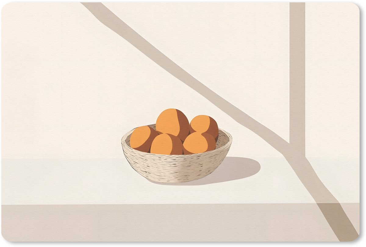 Muismat 27x18 cm - Mousepad Mand - Fruit - Minimalistisch - Oranje - Muismatten