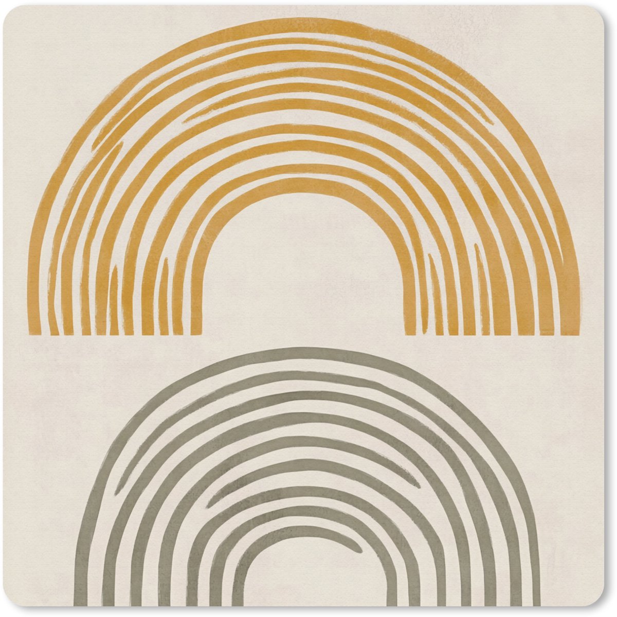 Muismat 20x20 cm - Mousepad Bogen - Lijnen - Oranje - Minimalistisch - Muismatten