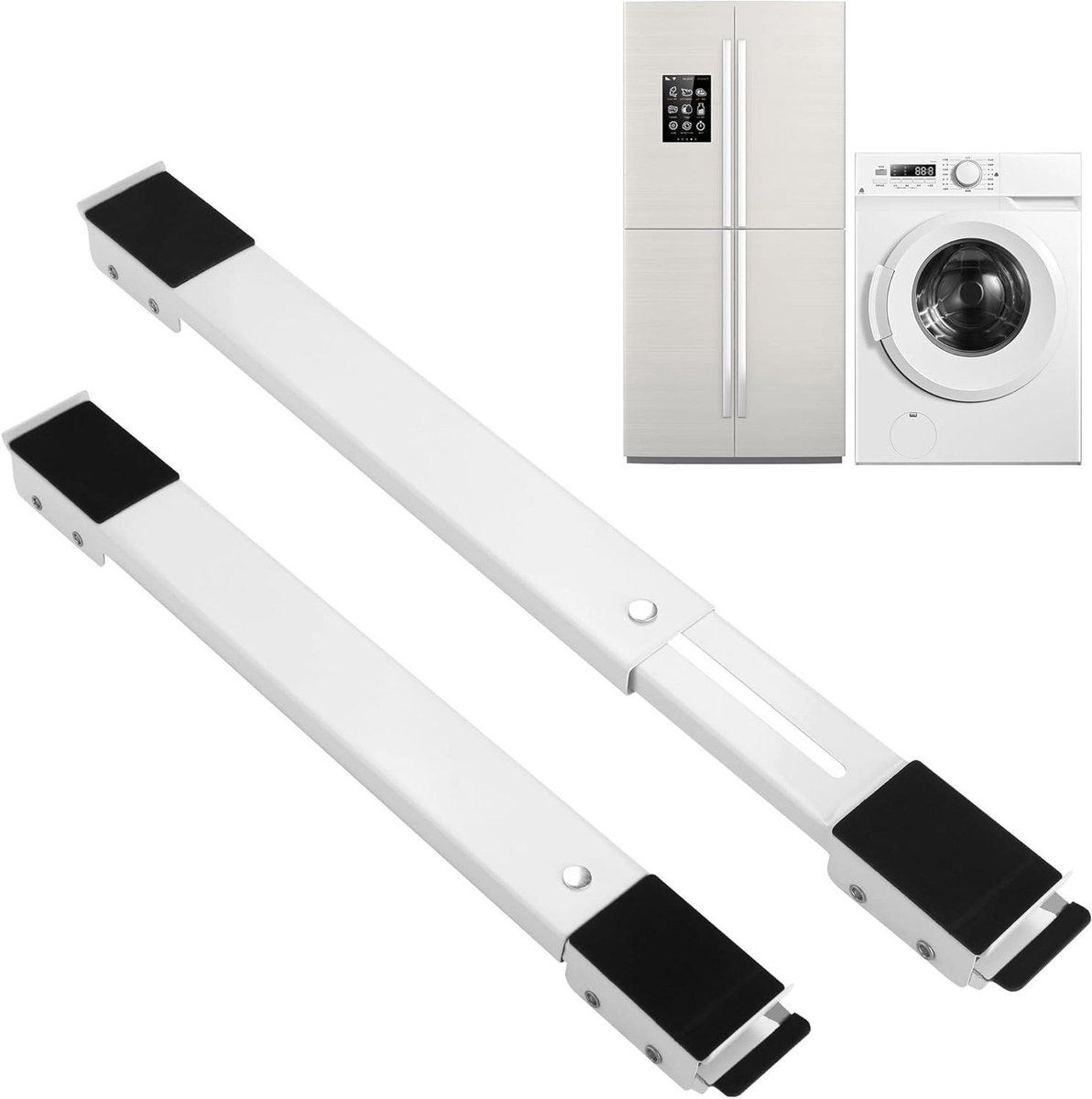 Allecto Plus - Universeel Wasrek Verstelbare Basis Antislip Wit IJzer 1 Stuk voor Wasmachine/Droger Accessories