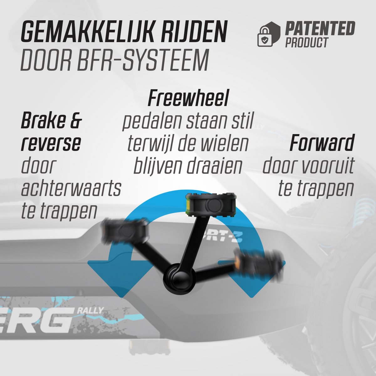 BERG Rally DRT Black 3 Gears Skelter - Drie Versnellingen - Schokabsorberende off-road veren- Verstelbare stoel - 4+ Jaar - Zwart — afbeelding 6
