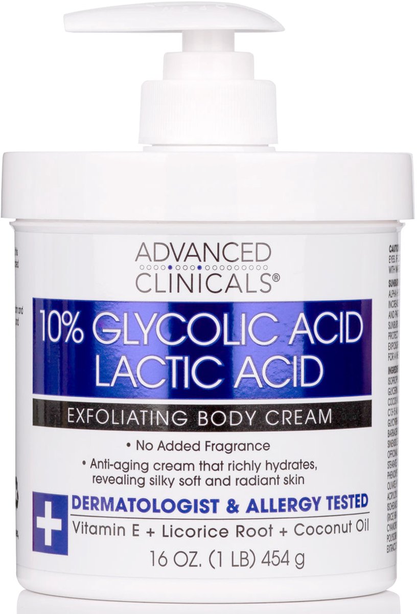 Goedkoopste Advanced Clinicals 10 Glycolic & Lactic Acid Exfoliating Body Cream – AHA Exfoliating KP – Ruwe Huid & Keratosis Pilaris