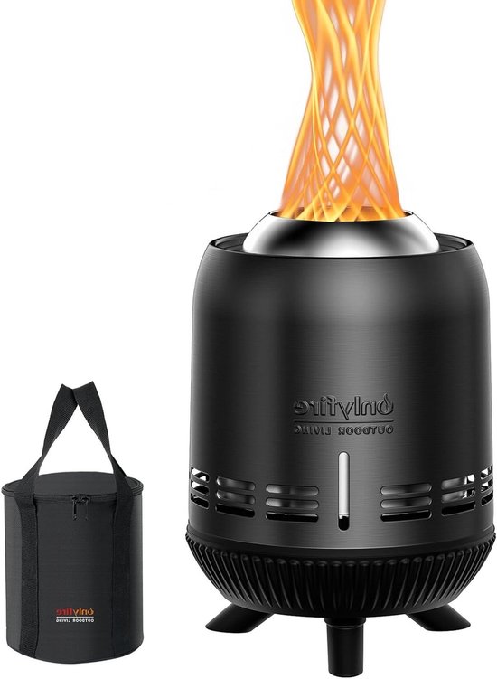 Foto: Outdoor mini fire bowl 15x24cm low smoke fire bowl for garden table fireplace with storage bag for balcony and camping for pellets wood stainless steel black